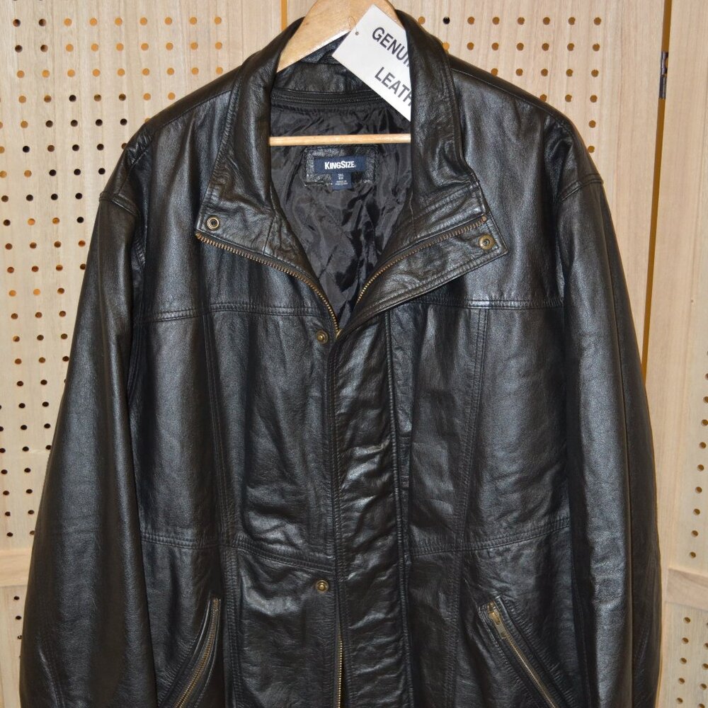 (NWOT ) KING SIZE BLACK GENUINE LEATHER JACKET SIZE 3XL